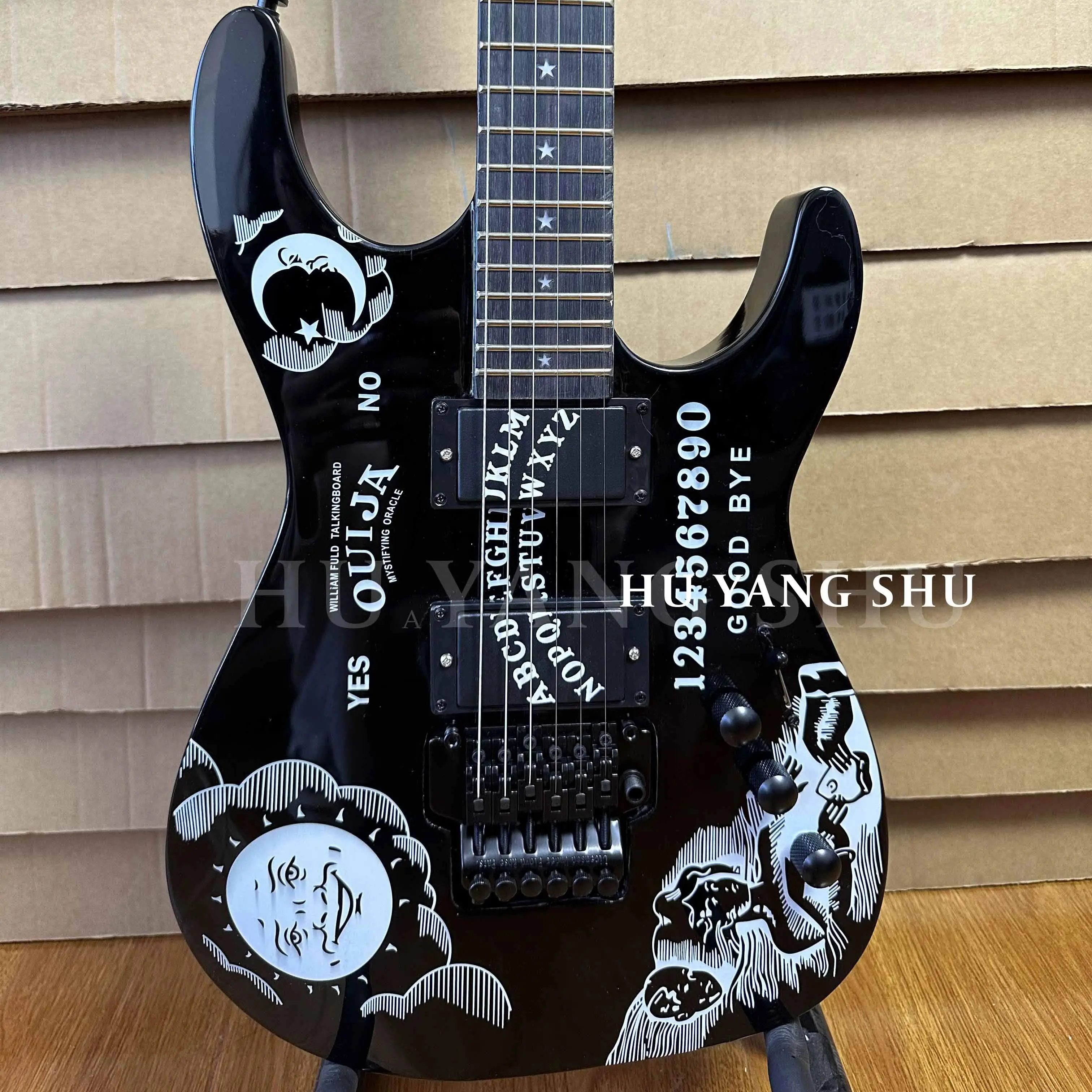 

Factory Solid Body Black Kirk Hammett Electric Guitar Moon Style Gloss Body