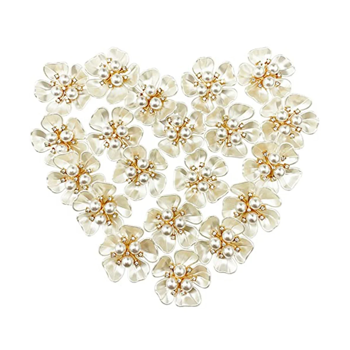 20Pcs Pearl Rhinestone Embellishments Flower Flatback Buttons Rhinestone Charms for Shoe Decoration Jewelry Making