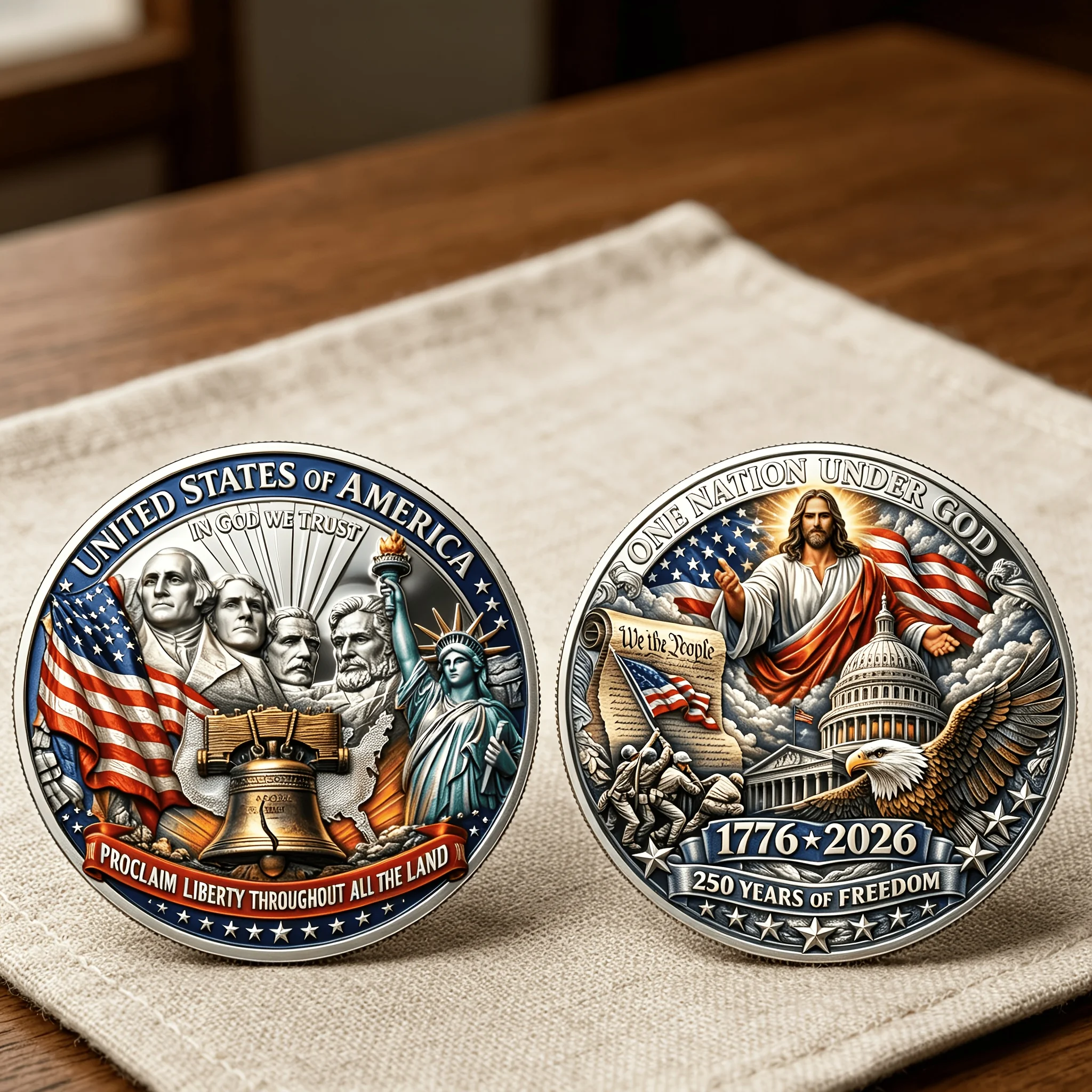 Moneda de Colección conmemorativa del 250 Aniversario de EE. UU. con diseño de Águila, Presidente, Monte Cristo, Judas, La Última Cena, Productos de Compra: Deportes, Medallas Deportivas al Aire Libre, Medallas Conmemorativas, Monedas de Desafío, Insignias Metálicas, Monedas de la Suerte, Artesanías Coleccionables, Año Nuevo