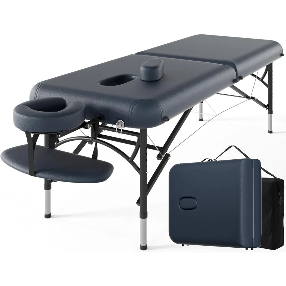 CLORIS-Mesa de massagem profissional, portátil, 2 dobrável, leve, salão facial, spa, cama de tatuagem, altura ajustável, 84"