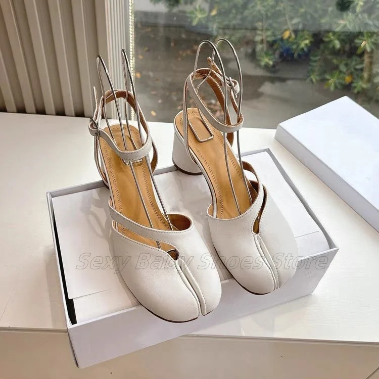 Foreign Trade Trip Strap Toe Cap Sandals Women's High Version Summer New Item Retro Plus Size High Heels Back Empty Single Shoes