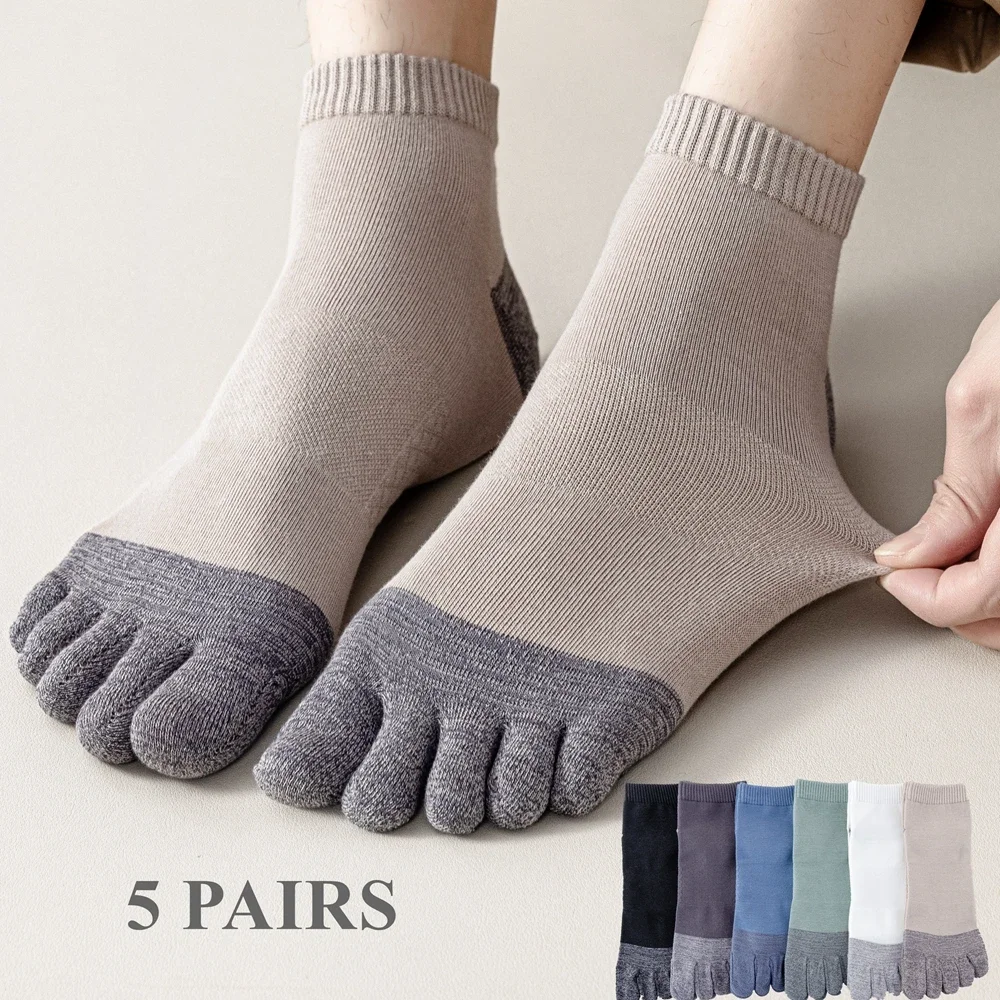 

5 Pairs Toe Socks Men Non-slip Five Finger Socks Men High Quality Cotton Sports Athletic Ankle Socks with Separate Fingers