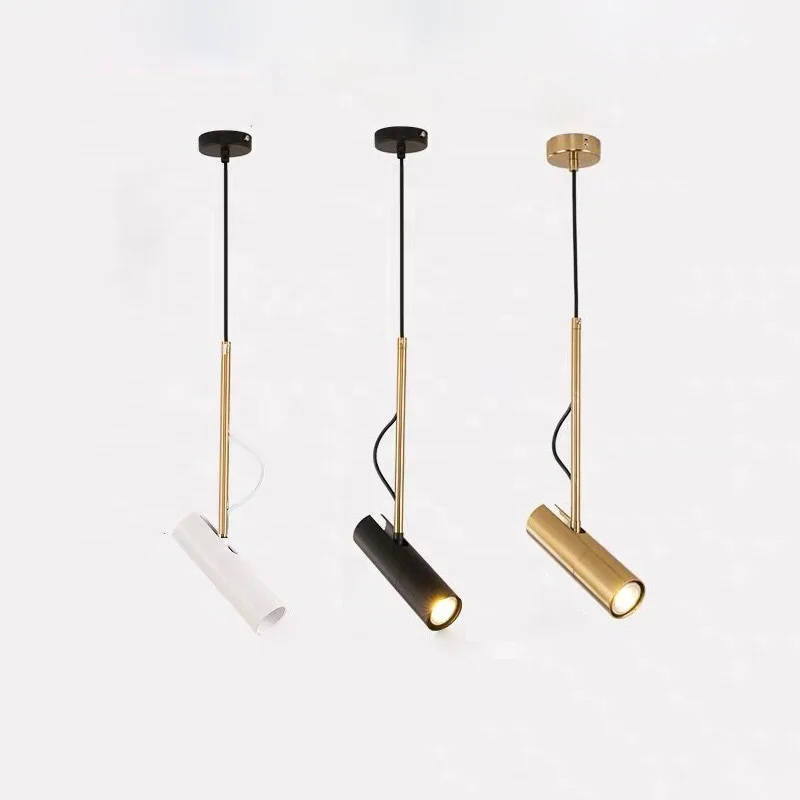 Modern simple adjustable tube chandelier led small reading hanging ceiling lights bedside black pendant lamp
