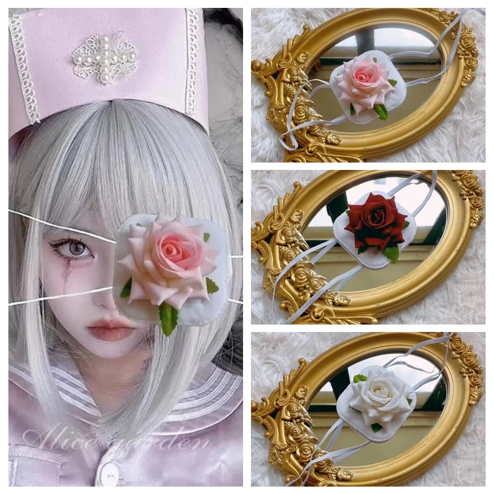 

Halloween Handmade Rose Flower Gothic Eye Mask Cosplay Lolita Eye Patch Sweet Eyewear Accessories Carnival Props