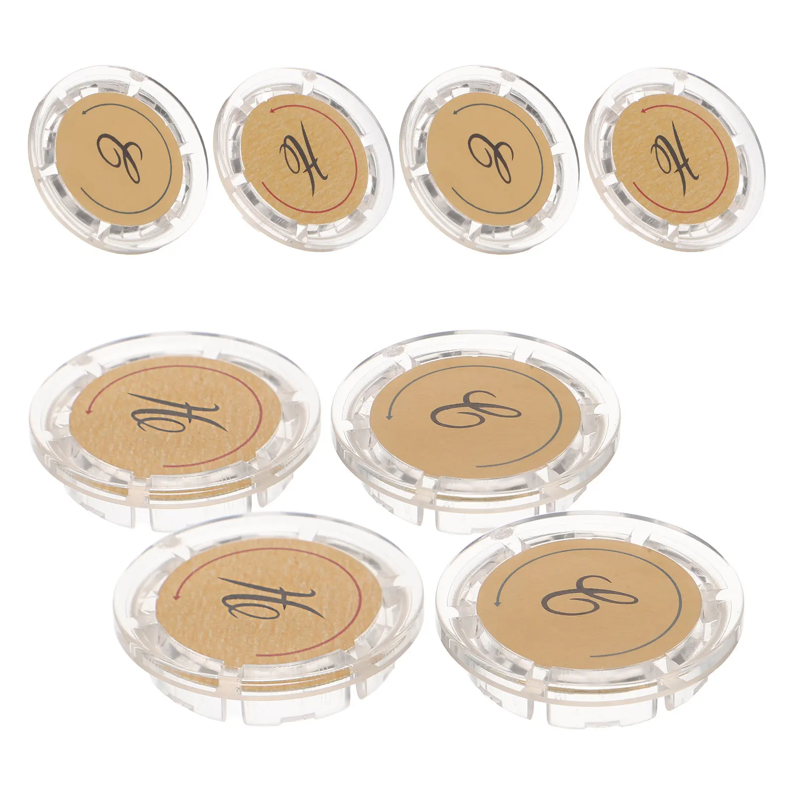 

Набор из 4 пар эмблематических накладок на ручки смесителя для ванной комнаты: индикаторы горячей/холодной воды, кнопки-индикаторы температуры, колпачки для ручек душевых клапанов и раковин