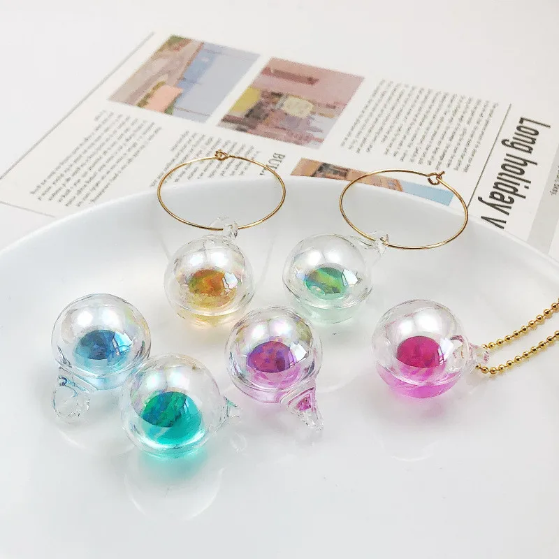 Min order 12pcs/lot color rounds balls/water core geometry round glass beads diy jewelry earring/garment pendant accessory