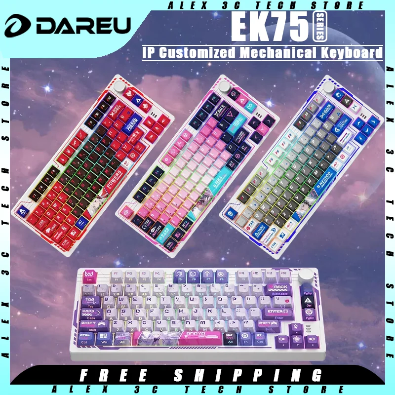 

DAREU EK75 Mechanical Keyboard Wirelss Tri-mode Side Engraved Gasket Structure Hot Swappable RGB Ergonomics Customized Keyboard