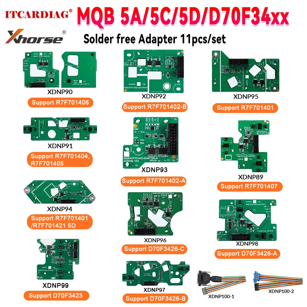 

2026 Xhorse XDNPM5GL MQB 5A/5C/5D D70F34XX Адаптер без пайки, 11 шт./компл., работает с Key Tool Plus Pad и Multi Prog