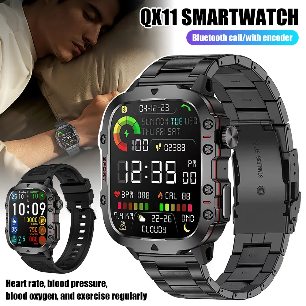 Waterproof Smart Watch Full Screen Touch 1.96 Inch Sports Smartwatch Bluetooth Call Heart Rate Blood Oxygen Monitoring 420mAh