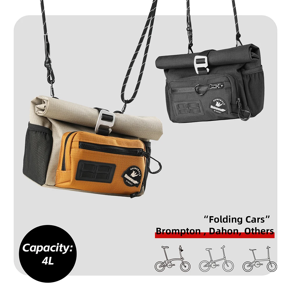 

Rhinowalk Bike Handlebar Bag 4L Cycling Front Quick Release Urban Basket Storage Bag Shouler Bag For Brompton Dahon Summer Sale