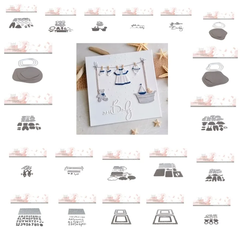 Alphabet Junge Bio Baby Rassel Formen Metall Stanzformen Silikon Stempel Scrapbooking Schablone Fotoalbum Karte DIY Papier Embo