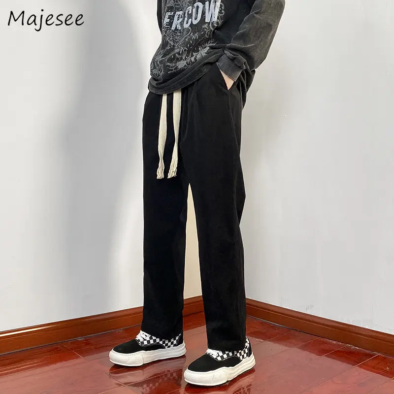 

Pants Men Corduroy Casual Autumn Winter Loose Baggy Straight Joggers S-3XL Simple Solid All-match Clothing Trousers Clothes