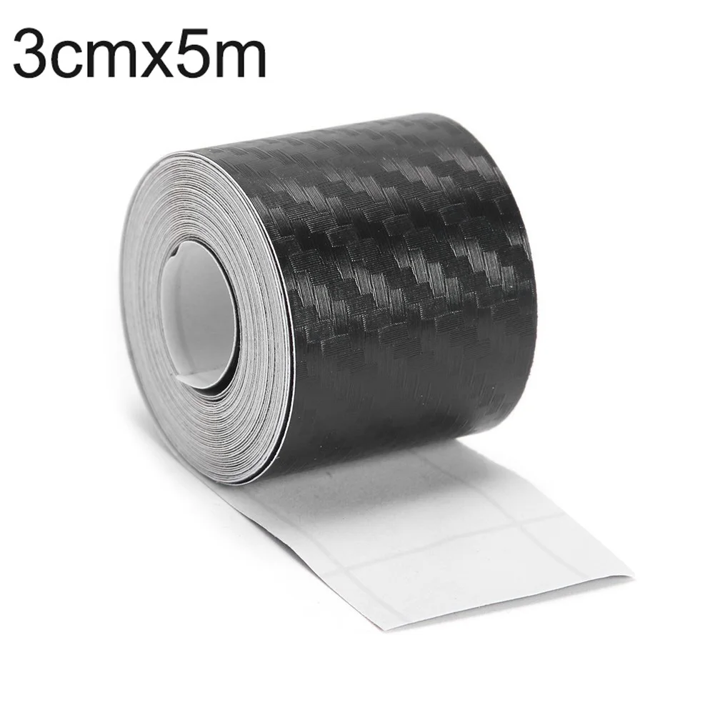 5M Carbon Fiber Car Sticker Paste Protector Strip Auto Door Sill Side Mirror Anti Scratch Tape Waterproof Protection Film