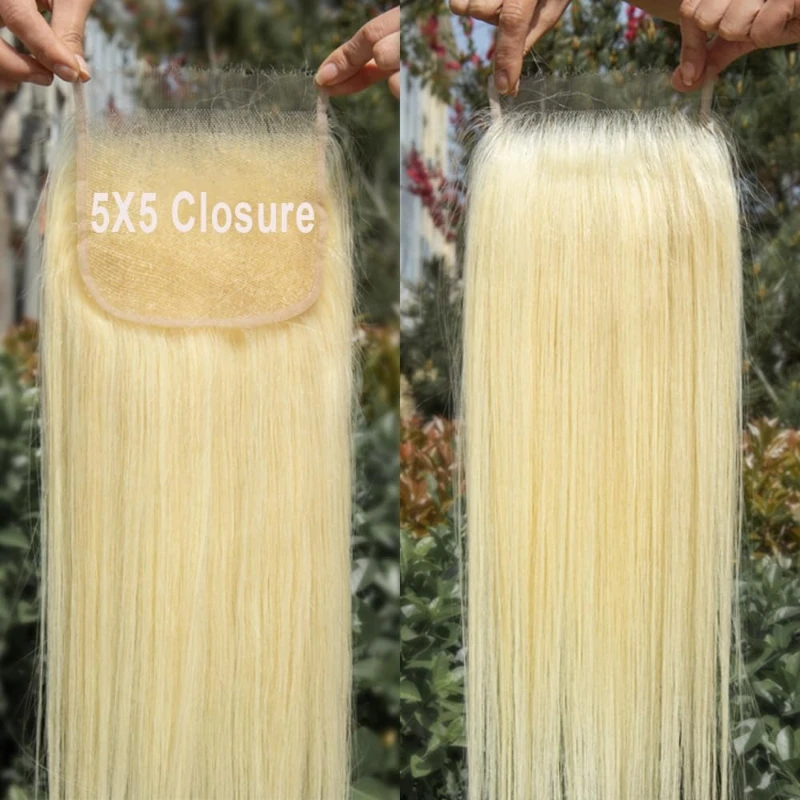 

5x5 613 Светлые человеческие волосы с кружевной застежкой, бразильские волосы Remy, 6-12 дюймов, 100% необработанные, прозрачные для повседневного ношения