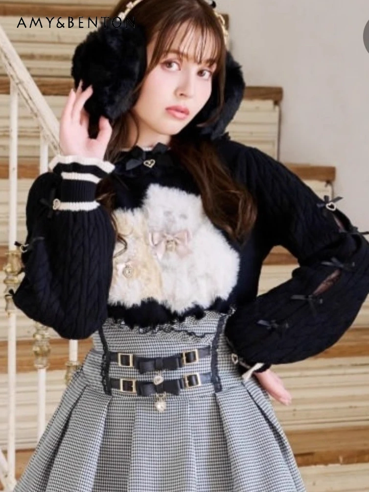 

Japanese Style Liz New Cute Cat Furry Embroidery Soft Pullover Knit Sweater Mine Series Mass-Produced Sweet Girl Sweater Women