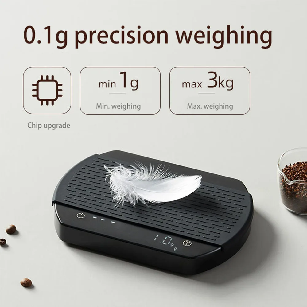 3KG/0.1G Coffee Scale Smart Drip Pour Over Espresso Scale USB Timing LED Digital Electronic High Precision Barista Tools