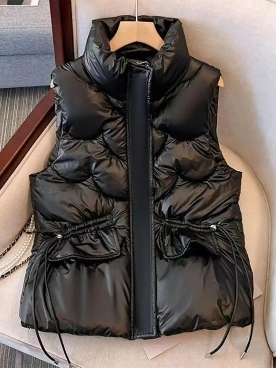 เสื้อกั๊กผ้าฝ้ายทรงหลวมสำหรับผู้หญิง แฟชั่นทันสมัย พร้อมแผ่นรองไหล่ อเนกประสงค์ ใส่ได้หลากหลายโอกาส ลายทาง...