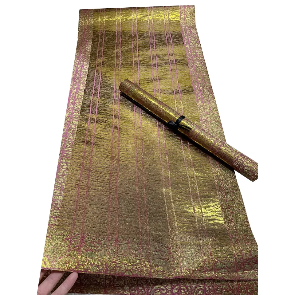 2PCS Plain Gold SEGO Headtie, Excellent African Hairtie Head Wrapper Scarf, Latest Nigerian Wraps for Lady HairCap Making TX-9