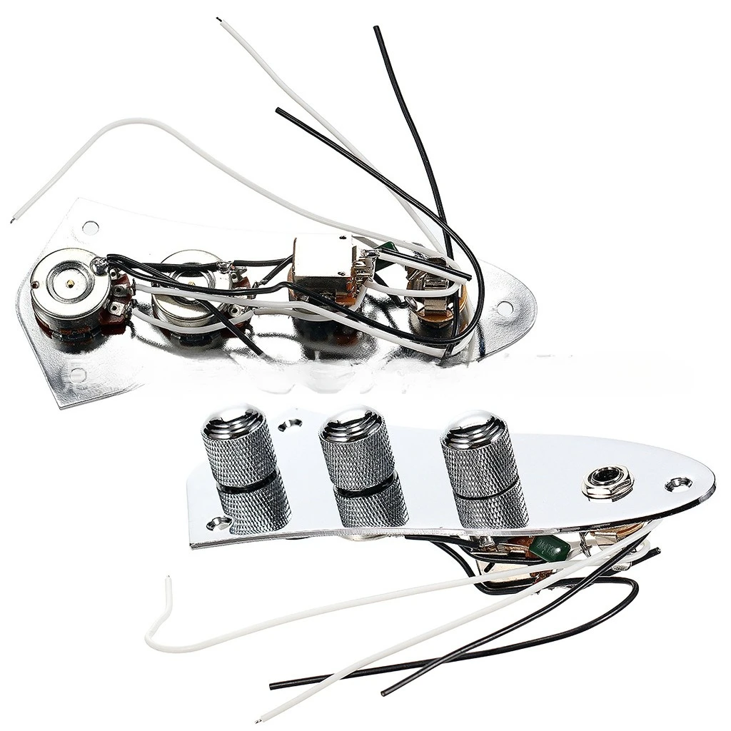 Pre-wired  Control Plate Assembly Guitar Loaded Potentiometer Input Jack Wiring Harness Jazz Bass Style DIY Parts