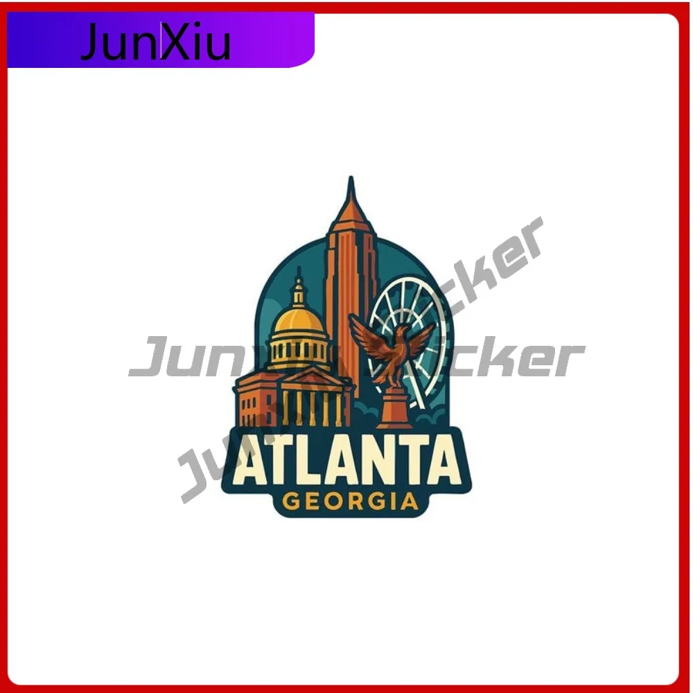 

Atlanta Virginia Travel Sticker Vinyl Die-cut Exterior Decal City Skyline Landmark Design Rv Stickers For Car Decoration Piece