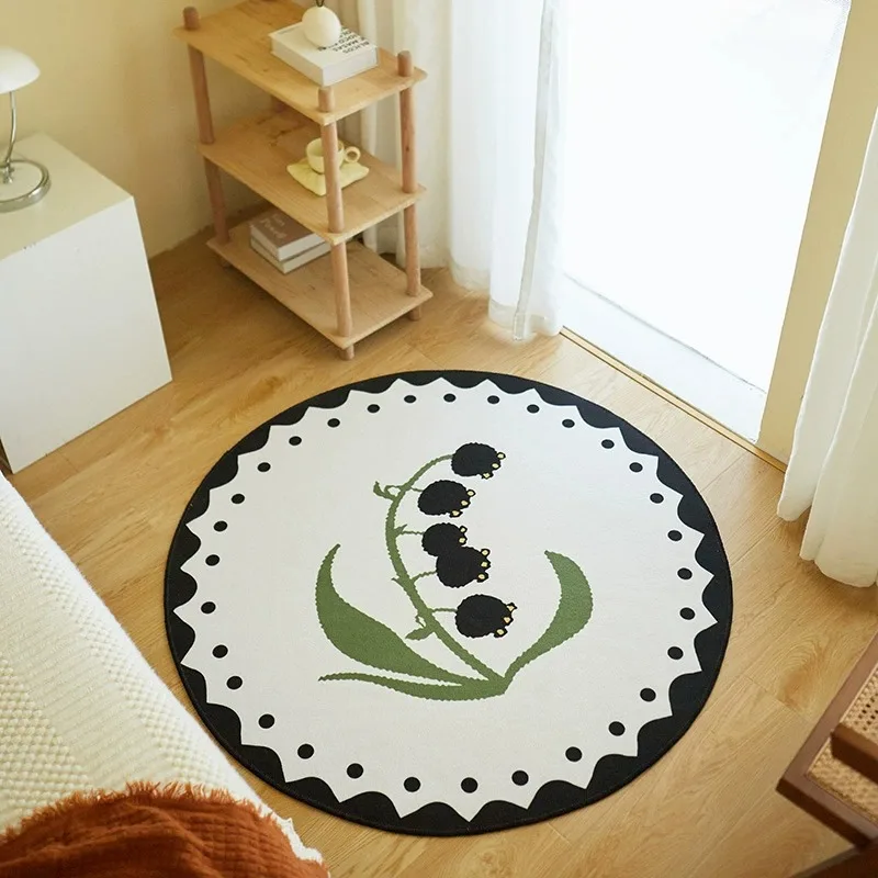 

Круглый ковер с французской розой — утолщенный уютный ковер для спальни девочки, прикроватной тумбочки или гостиной осень-зима