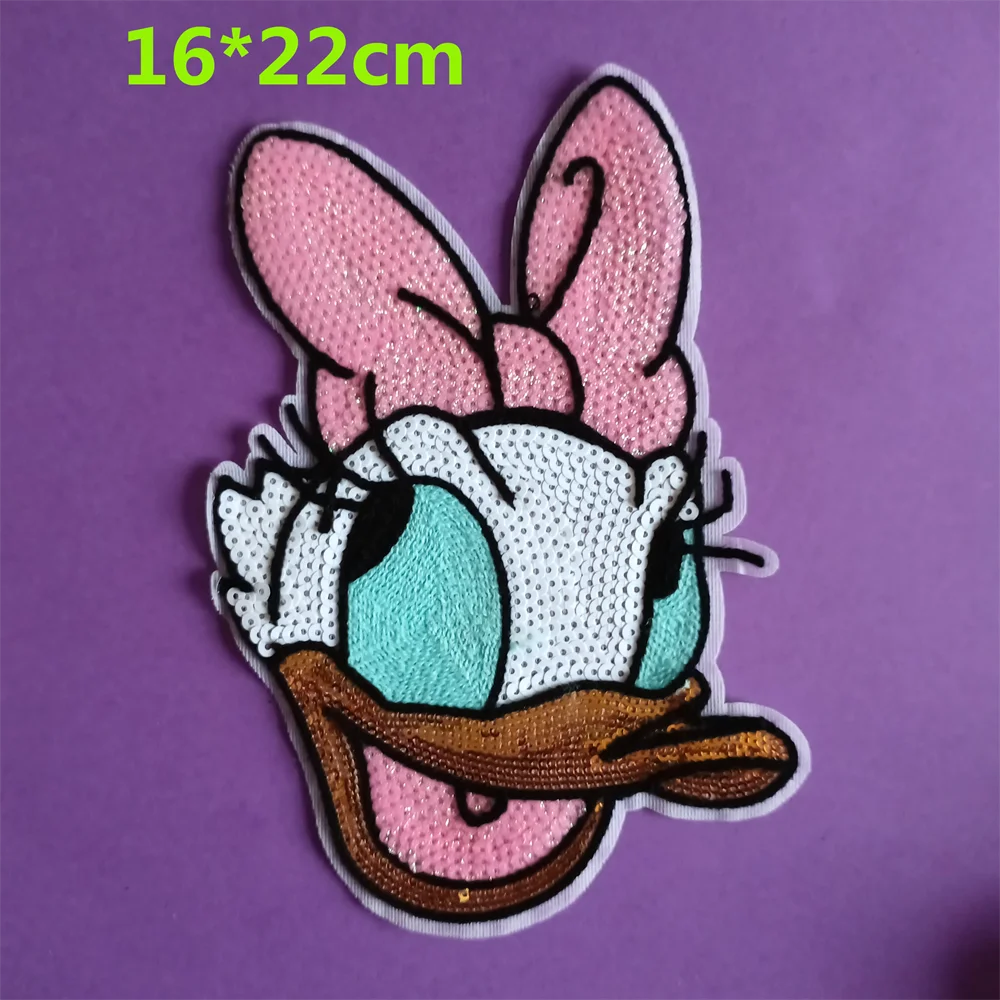 [1 Pcs ] Large Sequined Mickey Mouse Minnie Mouse Embroidered Patches for Children\'s Clothing Kids Boys Girls Clothes Stickers