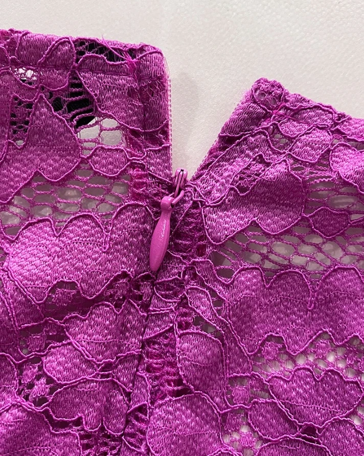 Jumpsuit 2025 V Neck Scallop Trim Sleeve Lace Patchwork Bow Tie Waist Jumpsuit Casual Seam Front Zipper Back Wide Leg Jumpsuit