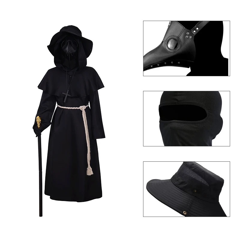 애니메이션 어린이 몽크 코스튬 중세 프리어 후드 모자, 마스크 골프 어린이 할로윈 멋진 원피스