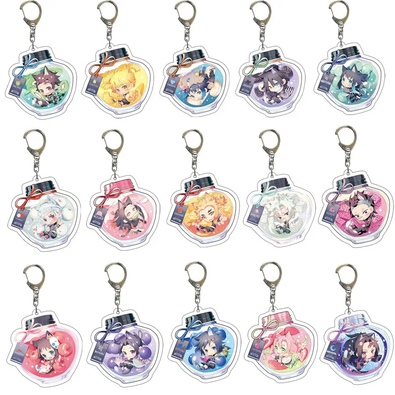 

Аниме акриловый брелок Kamado Tanjirou Nezuko Makomo Agatsuma Zenitsu Hashibira флакон духов милая сумка посылка украшения подарок