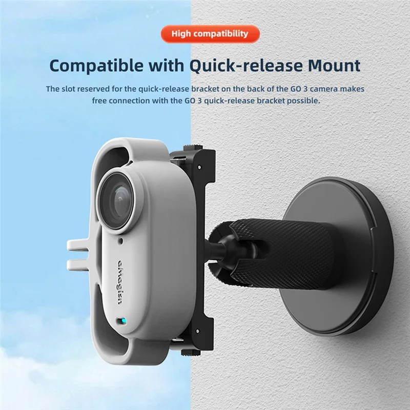 N15R-AMAGISN Shockproof Silicone Case For Insta360 Go 3 Protective Frame Mount 1/4 Thread Adapter Protective Cover