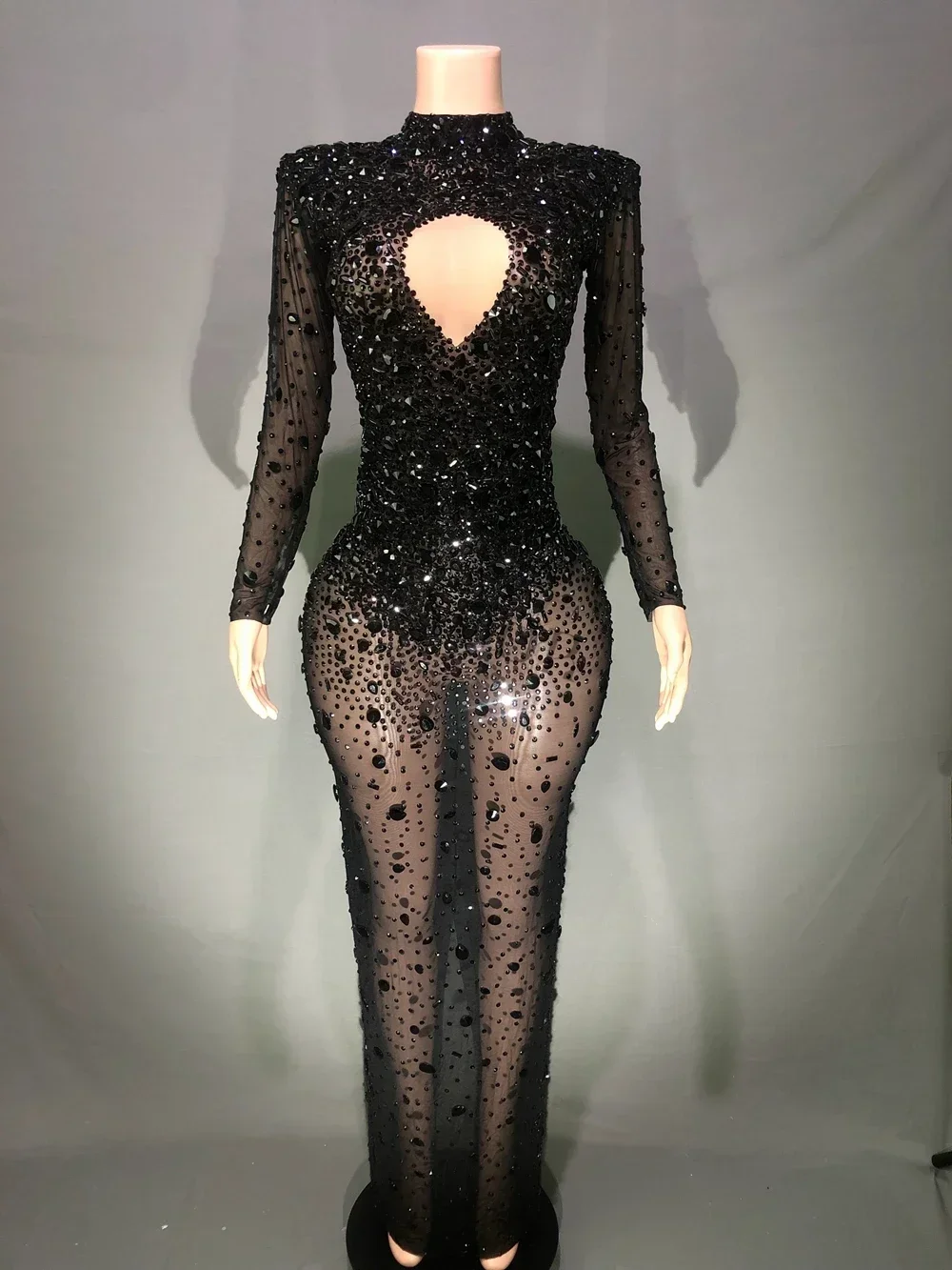 Robe Longue Luxueuse en Maille pour Femme, Tenue de Soirée, de Bal, d'Anniversaire, de Chanteur, de Scène, de Séance Photo