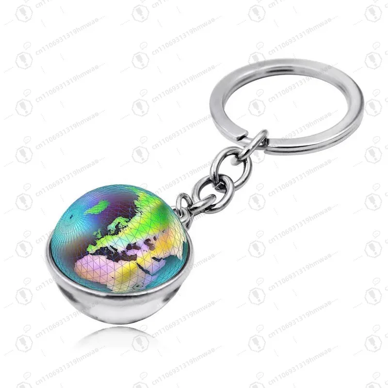 

Round double-sided crystal earth keychain, exquisite luminous keychain, sun, nine planets, moon, galaxy pattern