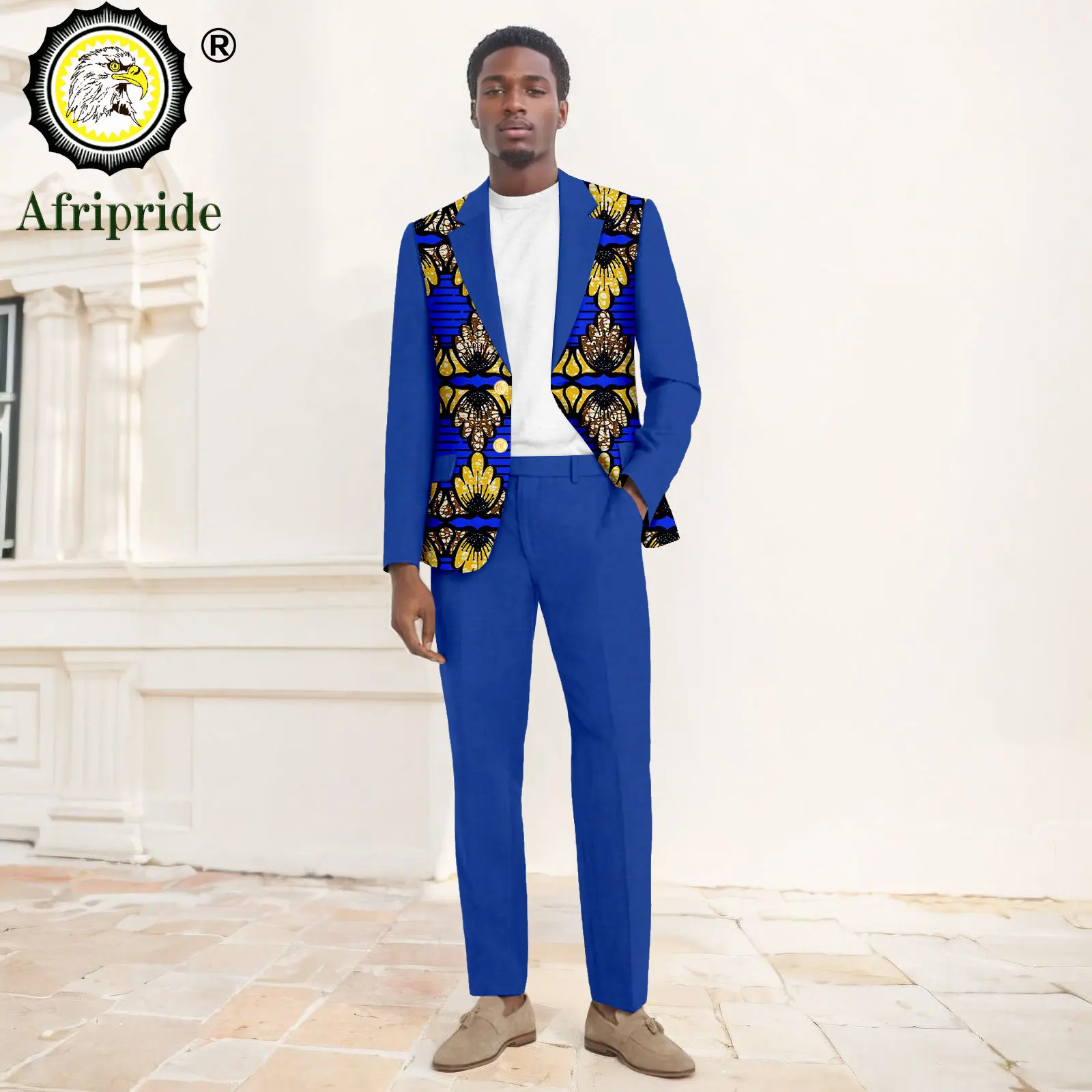African Suits for Men Slim Fit Two Buttons Print Jacket and Trousers 2 Piece Set Dashiki Men Business Suits for Wedding 2516030