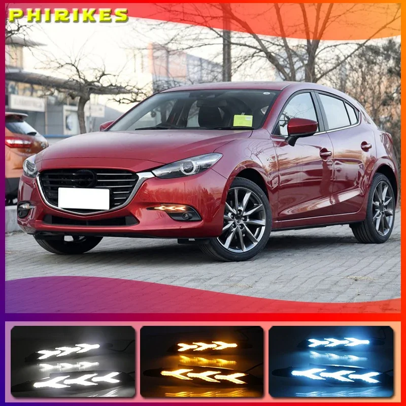 

For Mazda 3 Axela 2017 2018 LED DRL Daytime Running Light Daylights yellow Signal lamp car-Styling lights