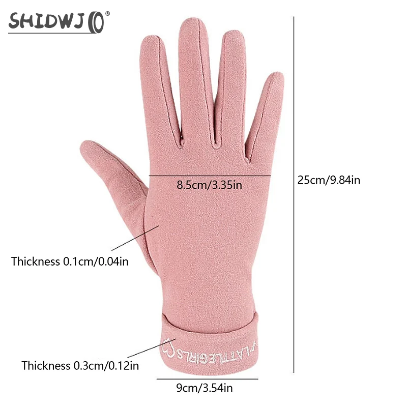 1Pair Motorcycle Winter Warm Gloves Thick Velvet Touch Screen Ladies Full Finger Mittens Fashion Female Cycling Cold Proof Glove