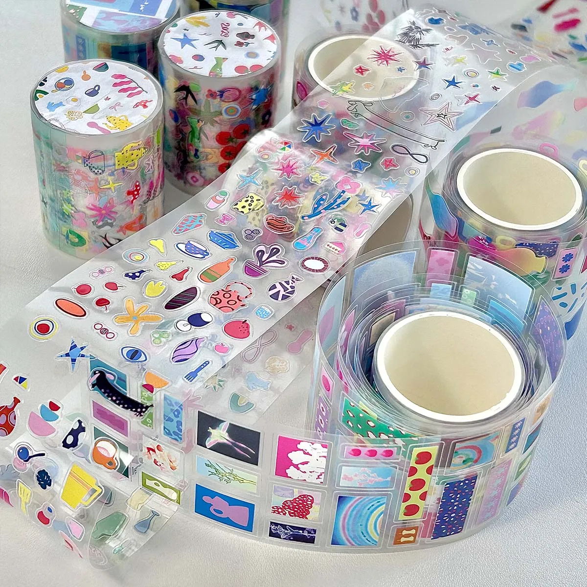 Minimalist Salt Style Sticker Tapes Spring Abstract Doodles Scrapbooking Stickers Journal Manga Collage Decor Supplies