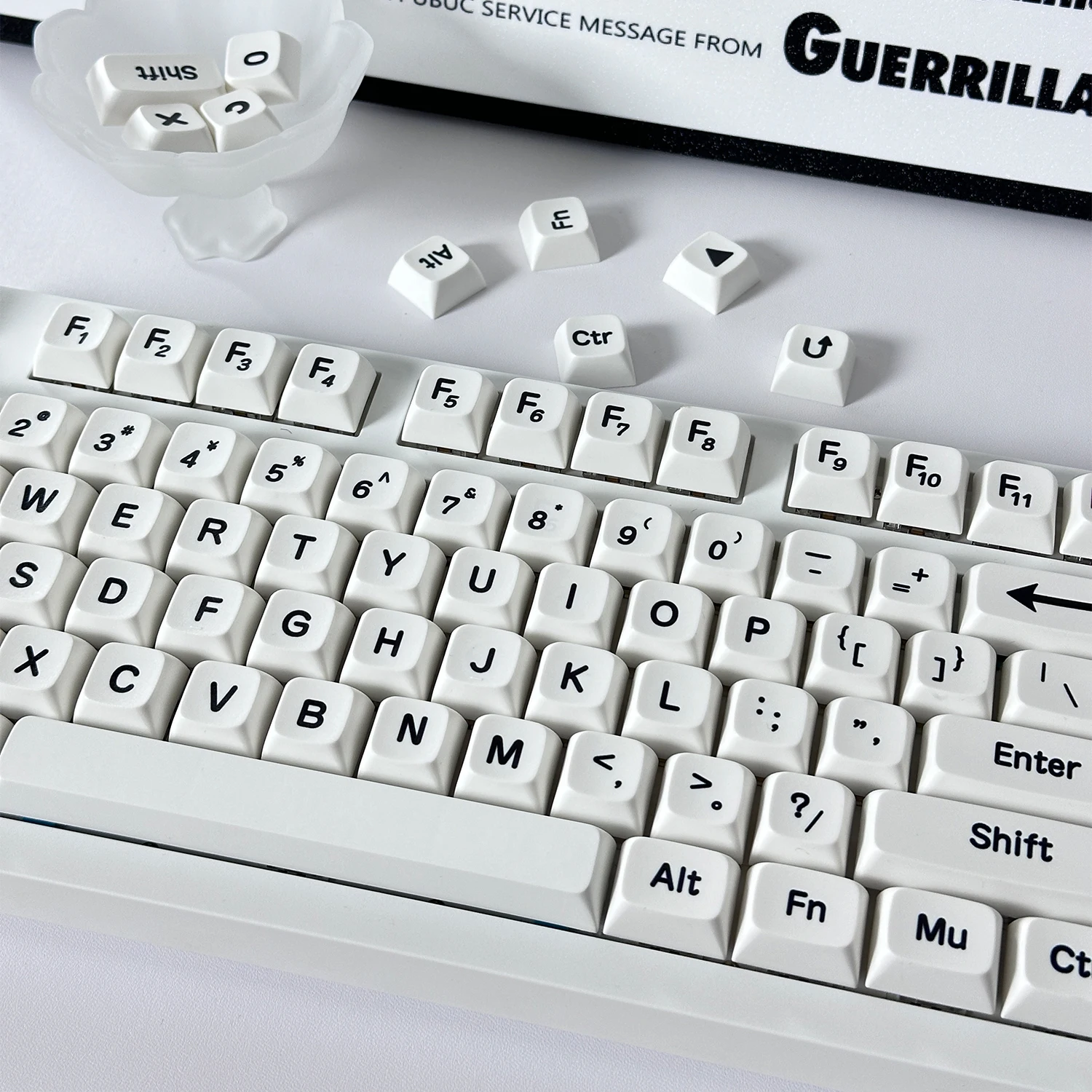 Minimalist White XDA Profile Keycap Large Font PBT Thermal Sublimation Custom Keycaps for Cherry MX Switch Mechanical Keyboard