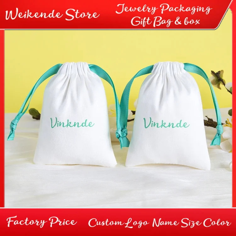 

Custom Logo Flannel Velvet Jewelry Bgas Gift Ribbon Drawstring Bag Packaging Cosmetic Pouch Wedding Birthday Dinner Party Sack