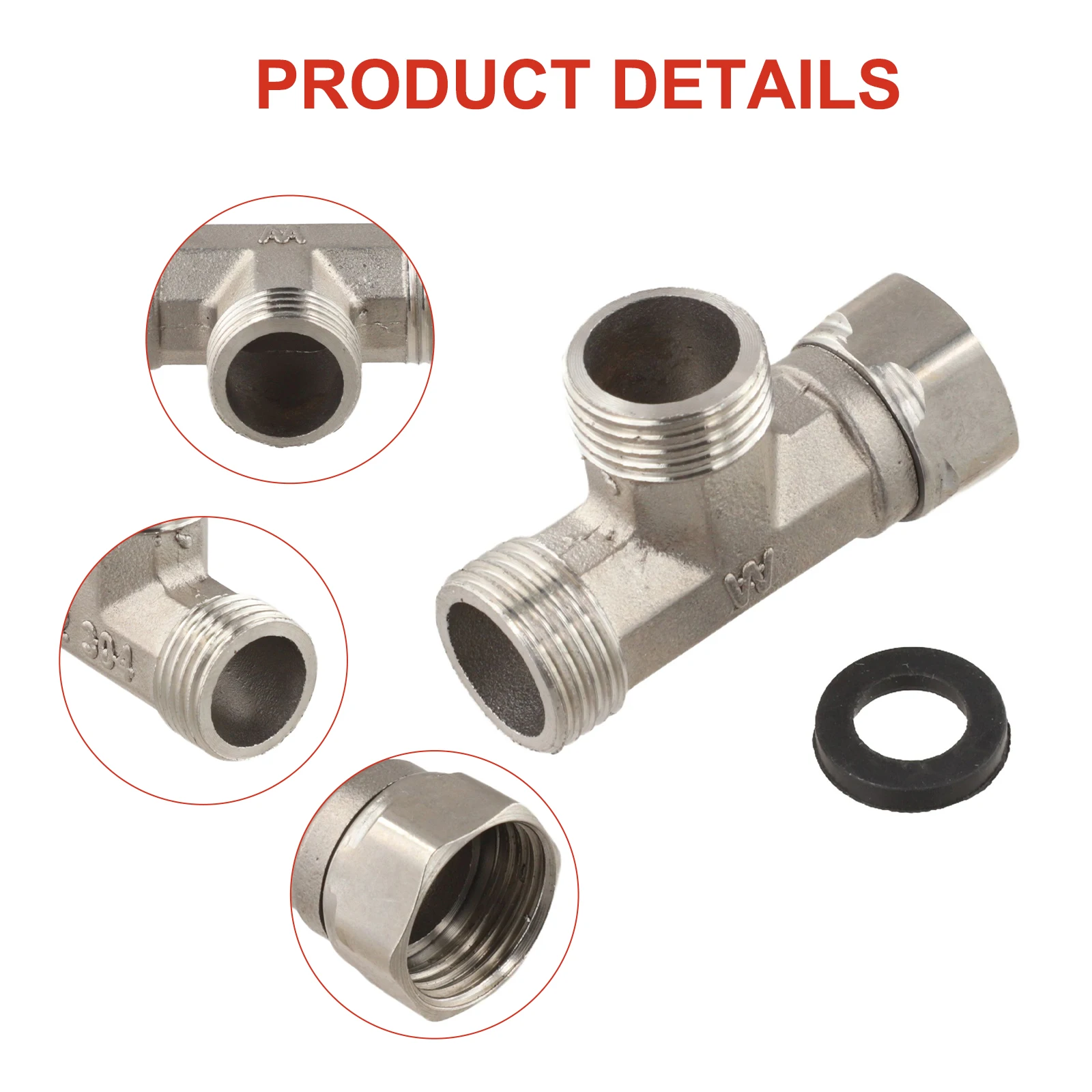 

3-ходовой адаптер клапана Т-образный адаптер Ванная комната Туалет Нержавеющий материал 3-ходовой клапан Простая установка Удаление или очистка