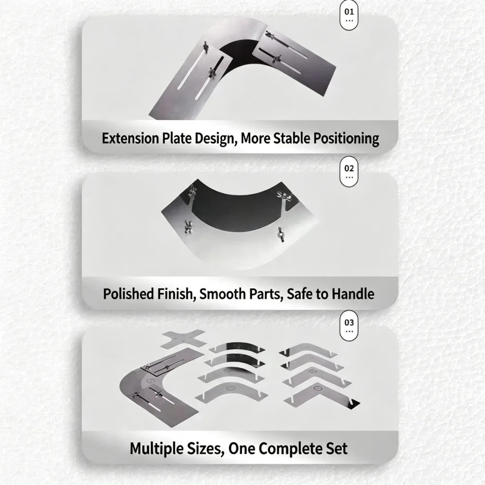 Multi-Radius Stainless Steel Arc Scraper Curved Drywall Plastering Tool Gypsum Finishing Trowel for Double Eyelid Wall Construcn