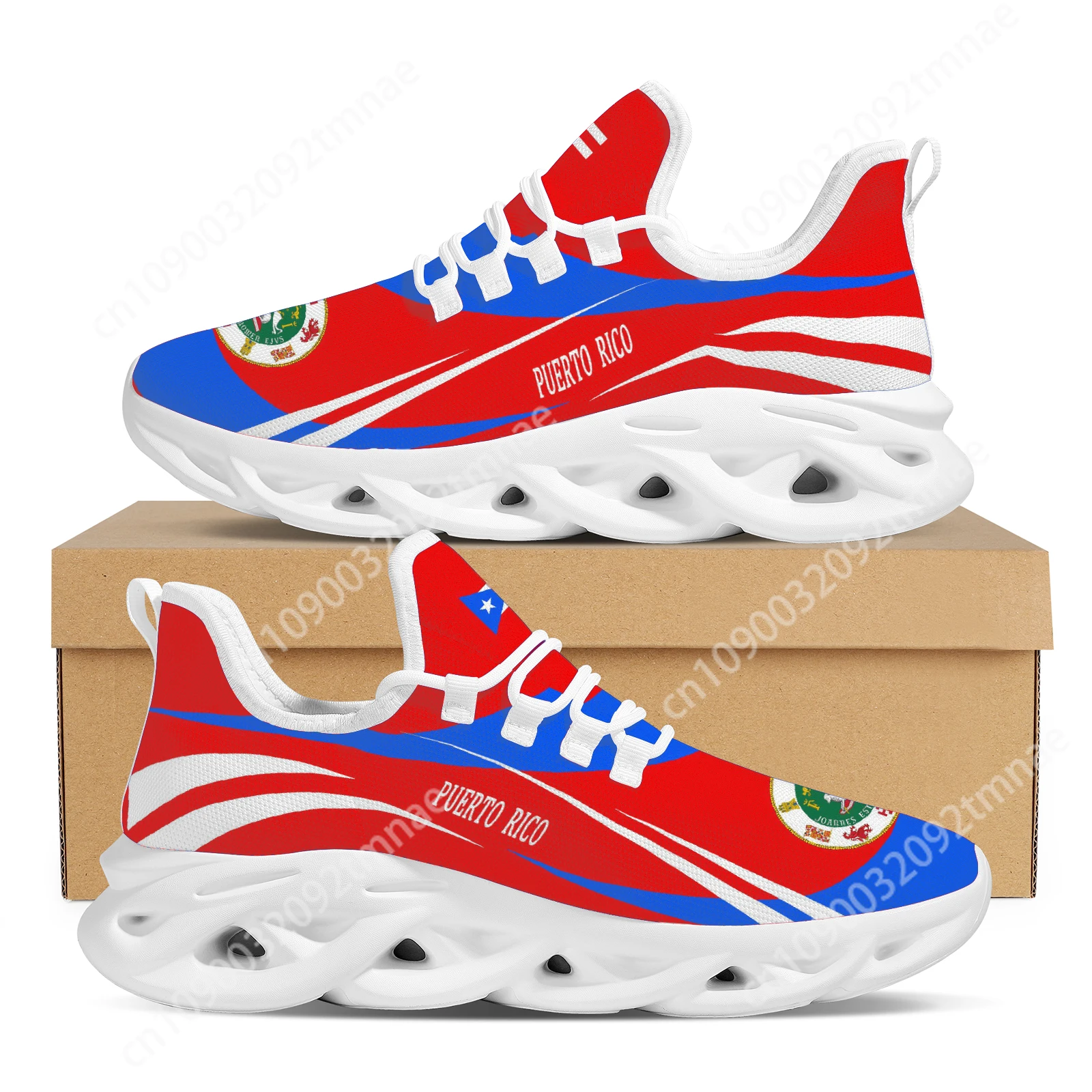 

Puerto Rico Flag Design National Emblem Printing Sneakers Custom Mesh Lace Up Flats Shoes Lightweight Student Walking Shoes