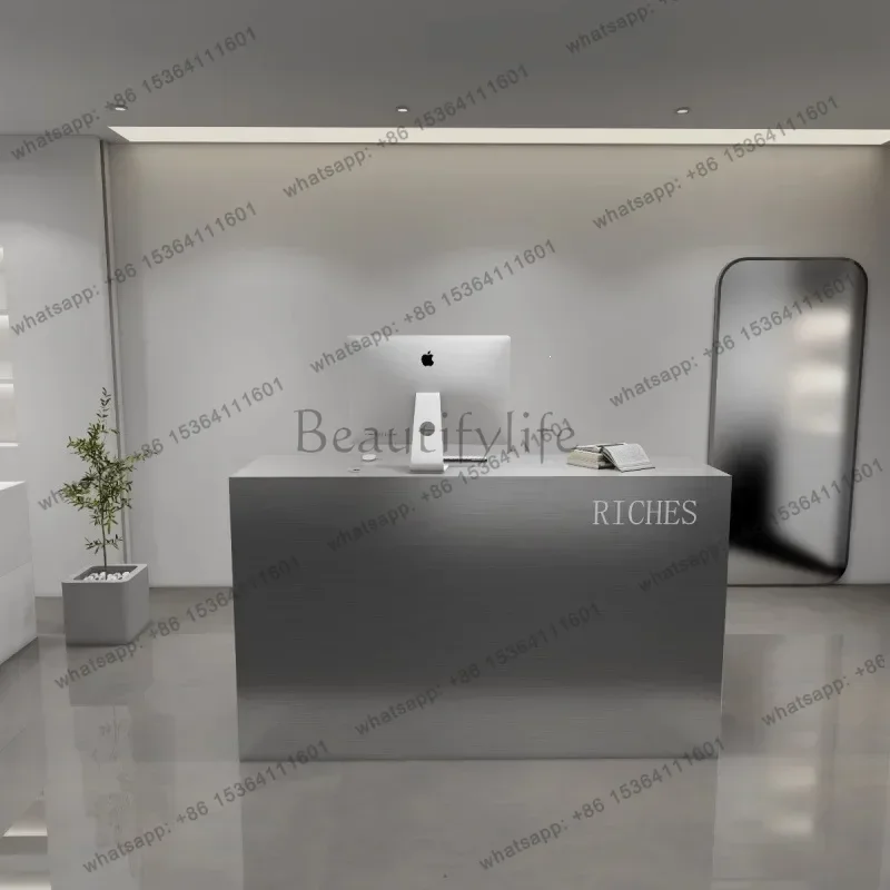 Best Sellers Stainless Steel Reception Desks Luxury Hair Care Small Reception Desks Simple Designs Office Furniture Banco Recept