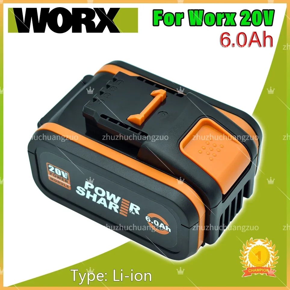 100% Original Worx WA3553 20V 6.0Ah Battery Cordless Power Tool Spare Batteriies WA3572 WA3553 WX390 WA3551 WX176 WX178 Battery