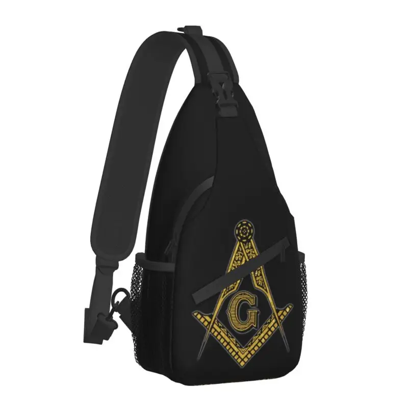 Custom Masonic Freemason Sling Bags for Men Cool Freemasonry Shoulder Crossbody Chest Backpack Cycling Camping Daypack