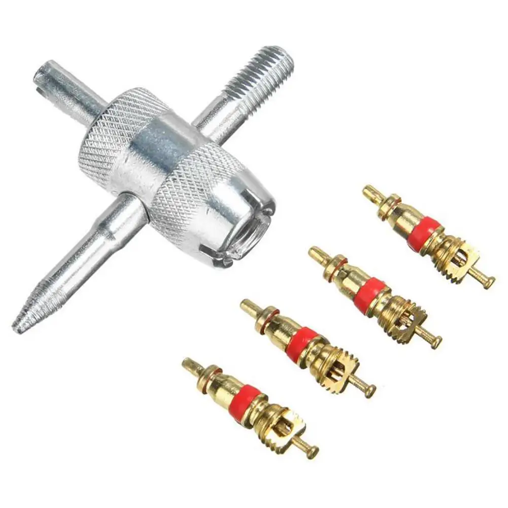 Tyre Valve Core Wrench 4 In 1 Valve Stem Removal Tool Tire Repair Tool Universal Standard Valve Cores Wrench Car Accessories