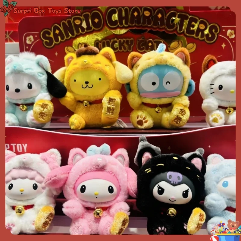 

Sanrio Characters Lucky Cat Series Blind Box Lovely Vinyl Plush Bag Pendant Figurine Doll Mystery Box Trendy Toys New Year Gifts