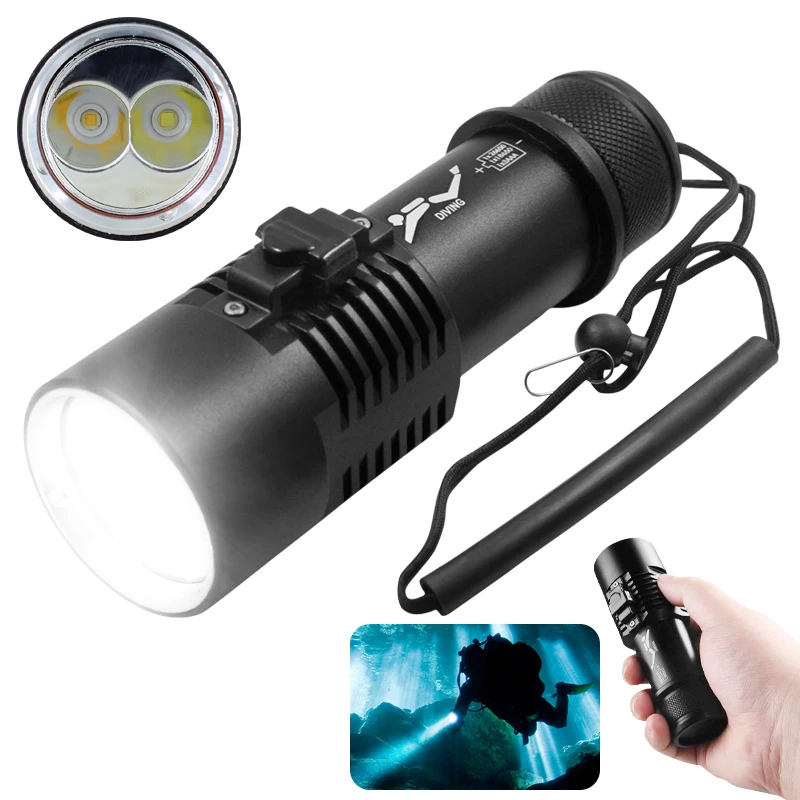 Professional Scuba Diving Super Bright 26650 Battery 10000 Lumens IPX8 Waterproof Underwater Dive LED Light XHP70 3 Modes