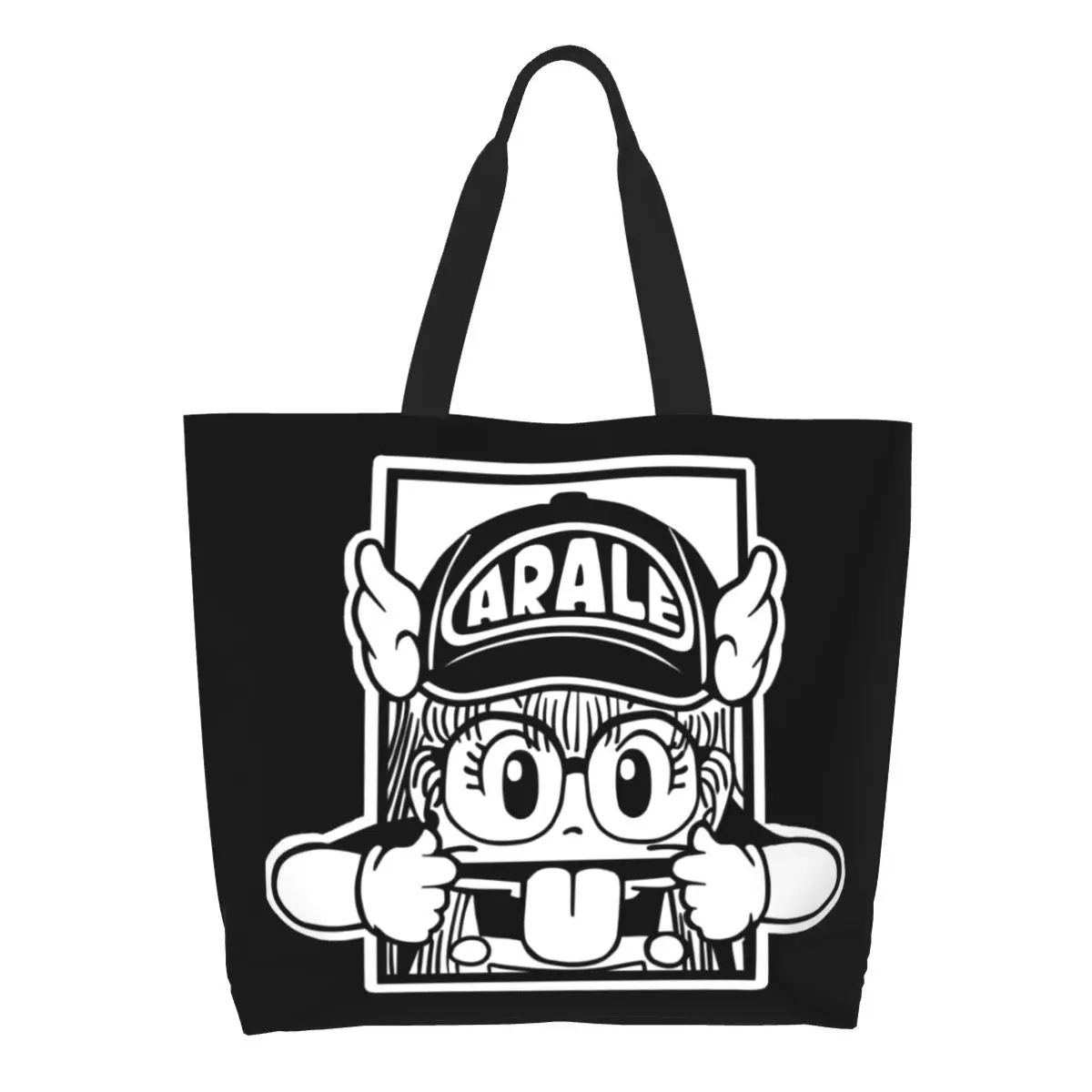 Funny Arale Norimaki Anime Grocery Shopping Bags Custom Print Canvas Shopper Shoulder Tote Bag Big Capacity Dr. Slump Handbag