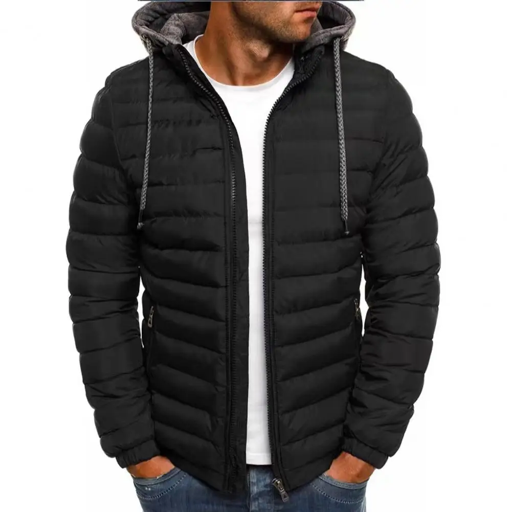 2024 Nieuwe Modetrend Oversized Herenhoed Gewatteerd Vest Met Capuchon Effen Kleur Winterjas Met Zakken, Lichtgewicht Bovenkleding