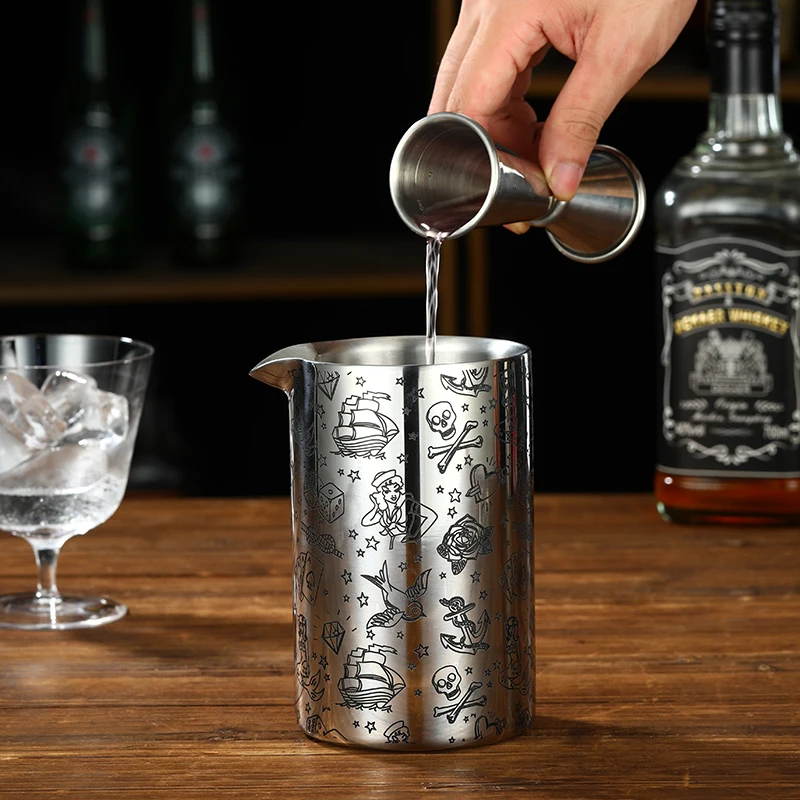 580ml Stirring Tin Cocktail Mixing Glass Double-walled and Vacuum Insulated For Temperature Consistency Bar Tool